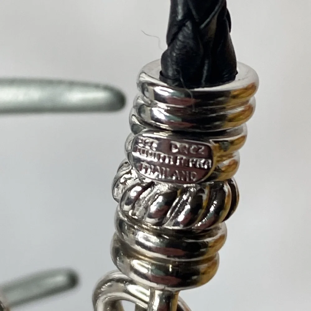 Judith Ripka braided leather cord heart bracelet, sterling silver - Picture 5 of 5